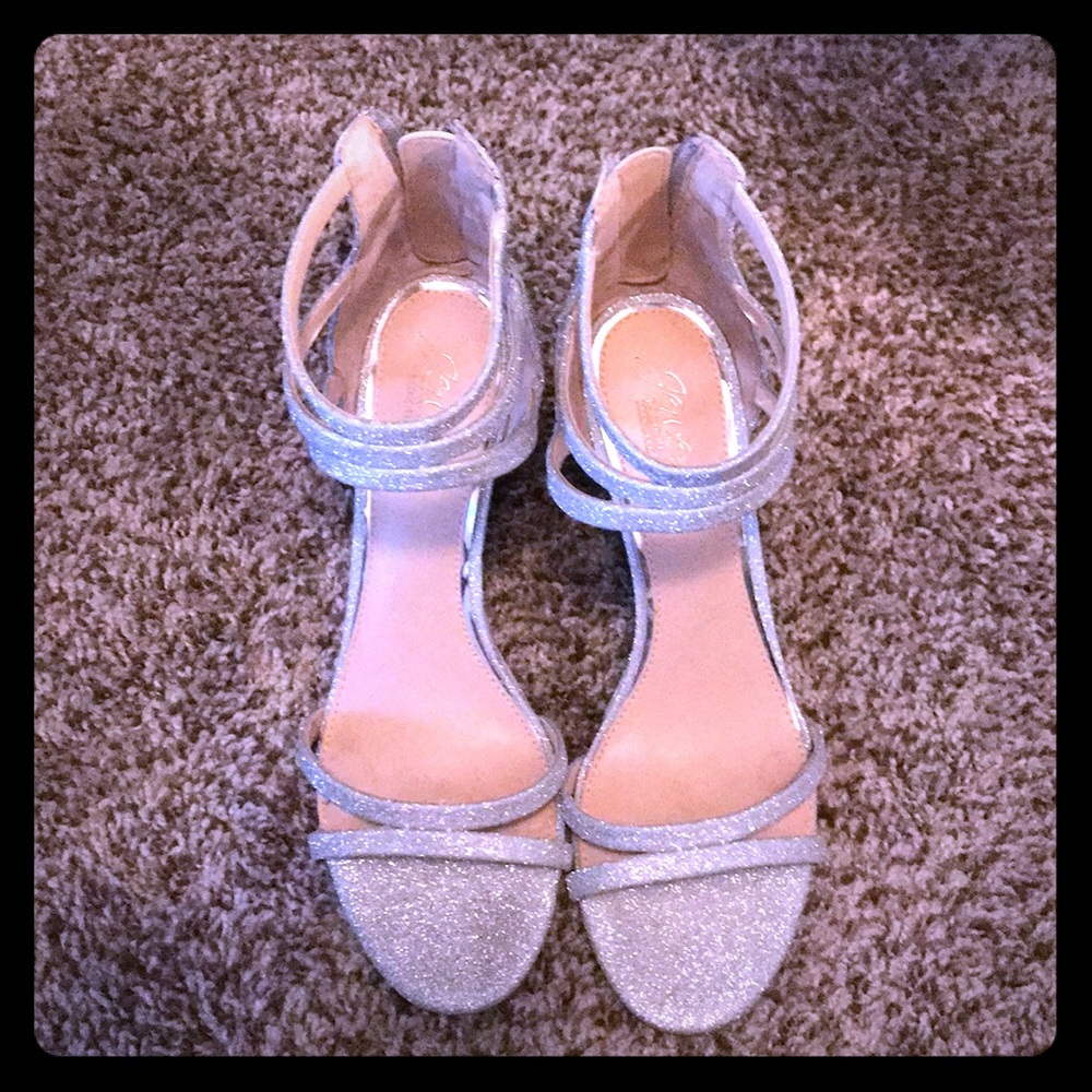 Jewel Badgley Mischka Maida Wedge - Silver Sz 8.5